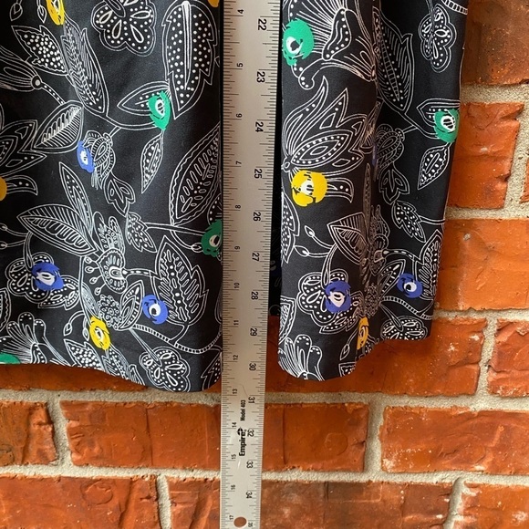 Vintage Womens 12 Black Floral Paisley Pleated Midi Prairie Long Skirt - Picture 7 of 8